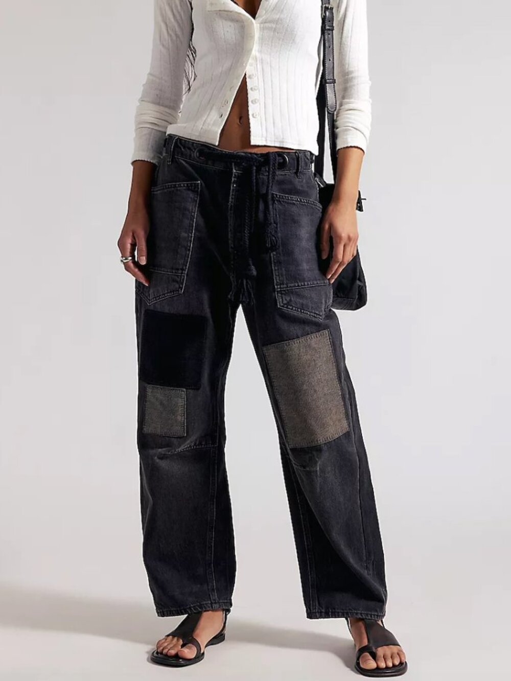 Free People We The Free Moxie Pull-On Barrel Jeans - Size 28 Night Hawk